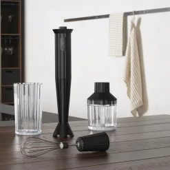 AlessiStabmixer-Set 4-tlg. Plissé schwarz