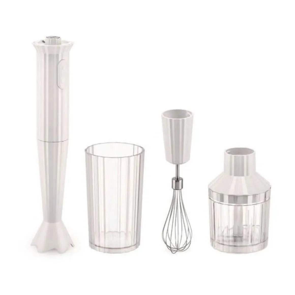 AlessiStabmixer-Set 4-tlg. Plissé weiß