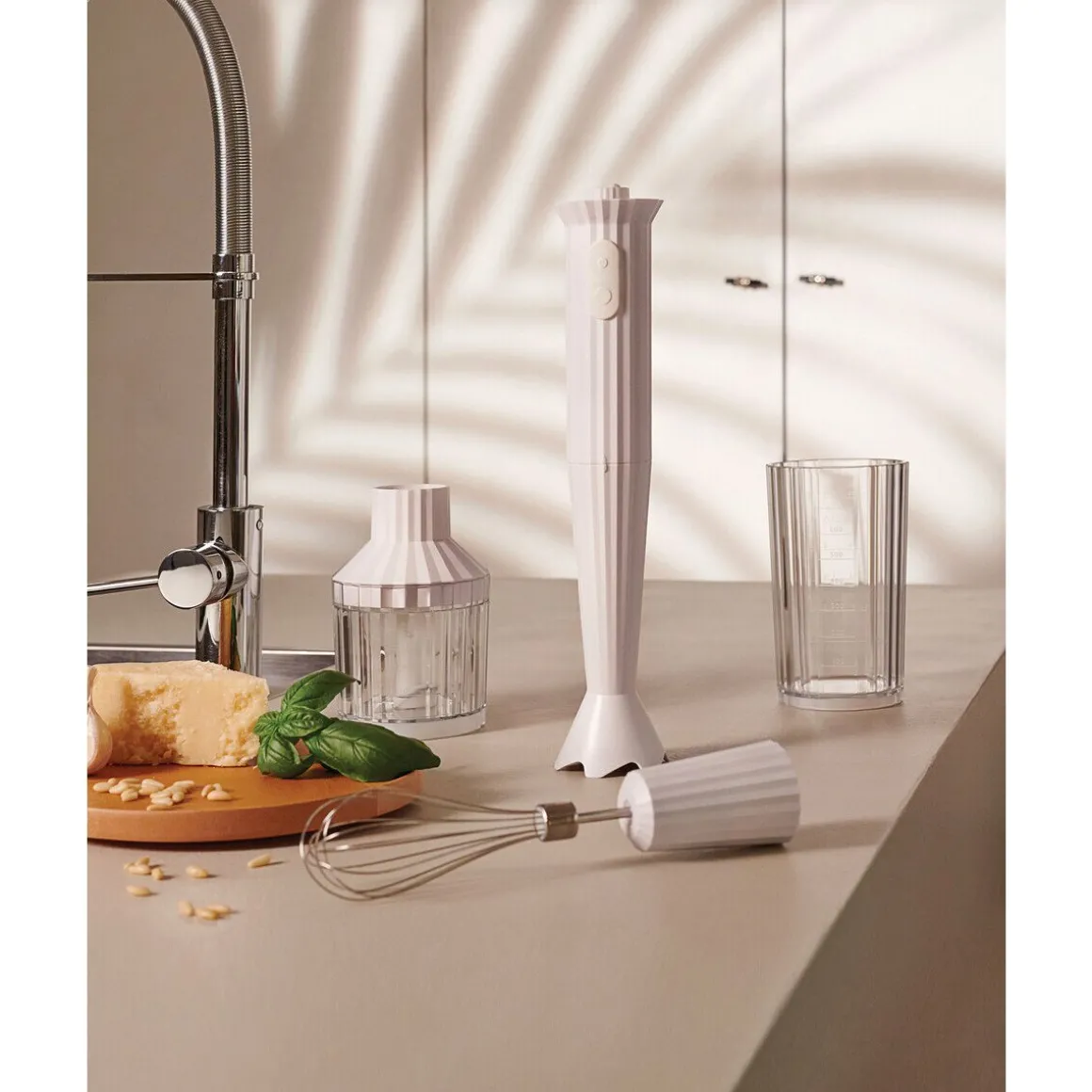 AlessiStabmixer-Set 4-tlg. Plissé weiß