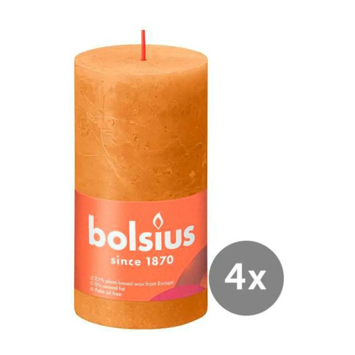 Bolsius4er Pack Stumpenkerze 130/68 Rustik Shine honigwabengelb 19