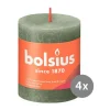 Bolsius4er Pack Stumpenkerze 80/68 Rustik Shine olivengrün 70