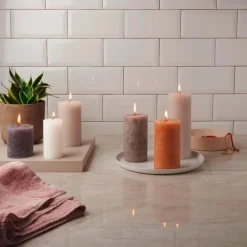 Bolsius8er Pack Stumpenkerze 100/50 Rustik Shine nebliges rosa 04