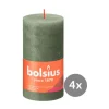 Bolsius4er Pack Stumpenkerze 130/68 Rustik Shine olivengrün 70