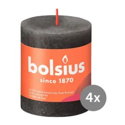 Bolsius4er Pack Stumpenkerze 80/68 Rustik Shine stürmisches grau 31