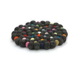 CilioUntersetzer Lana Nero rund 21cm schwarz/bunt Schafwolle