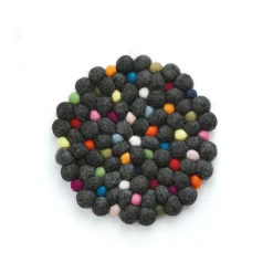 CilioUntersetzer Lana Nero rund 21cm schwarz/bunt Schafwolle