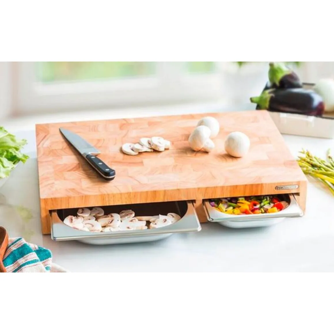 ContinentaMultifunktionsbrett 50x33x8 cm Gummibaum-Stirnholz