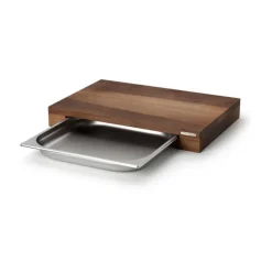 ContinentaSchneidebrett Walnuss m. Edelstahl Schublade 48 x 32,5 x 6 cm