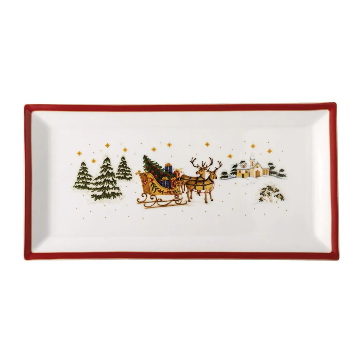 HutschenreutherPlatte 36x18 cm Happy Wintertime Red