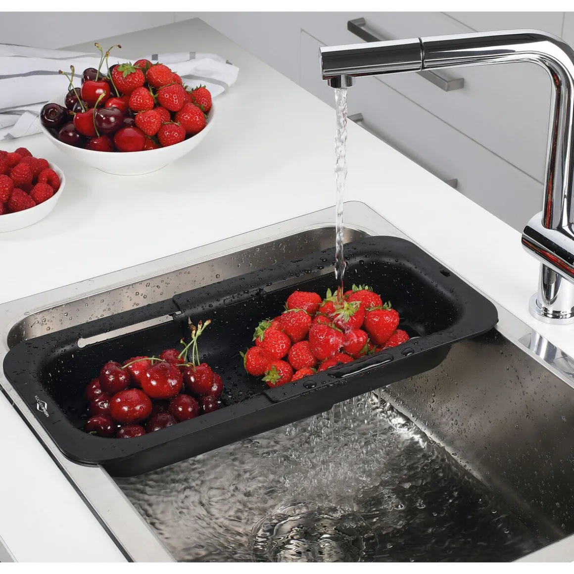 KüchenprofiAusziehbares Spülbeckensieb 34x20x7 cm schwarz