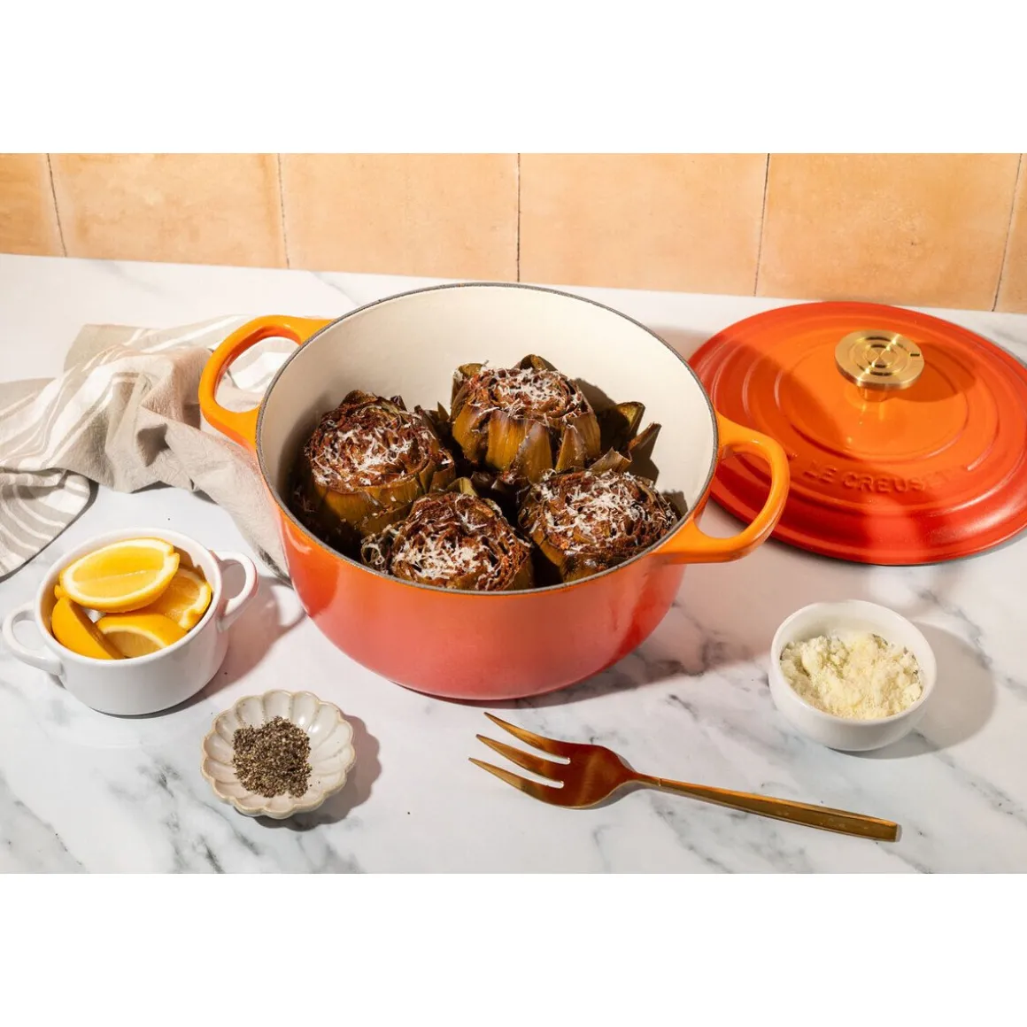 Le CreusetBräter mit Deckel 20 cm Signature Limited Edition Flamme Dorée