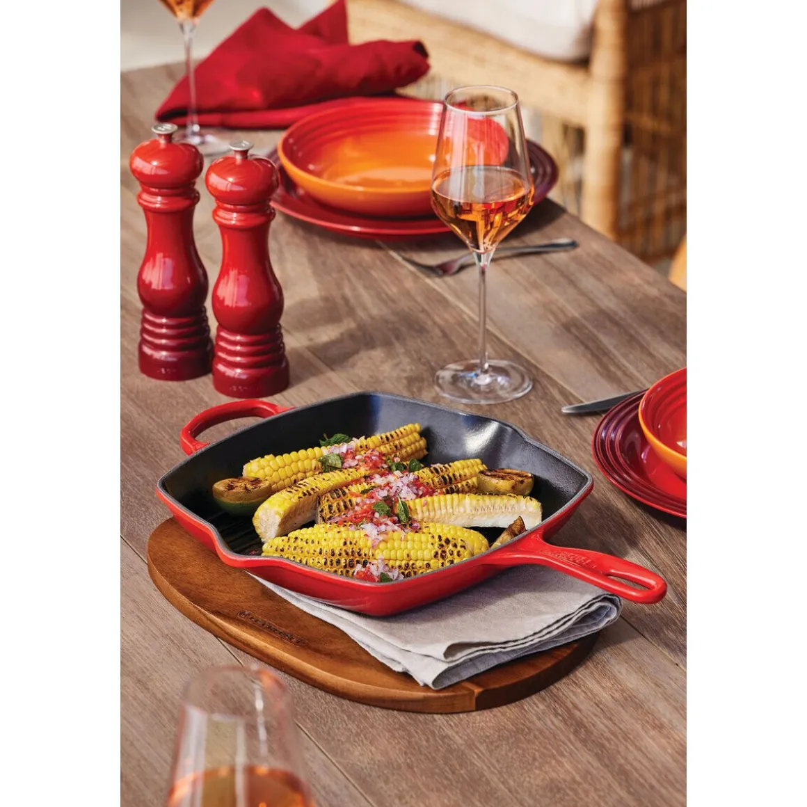 Le CreusetGrillpfanne 26x26 cm Signature Kirschrot