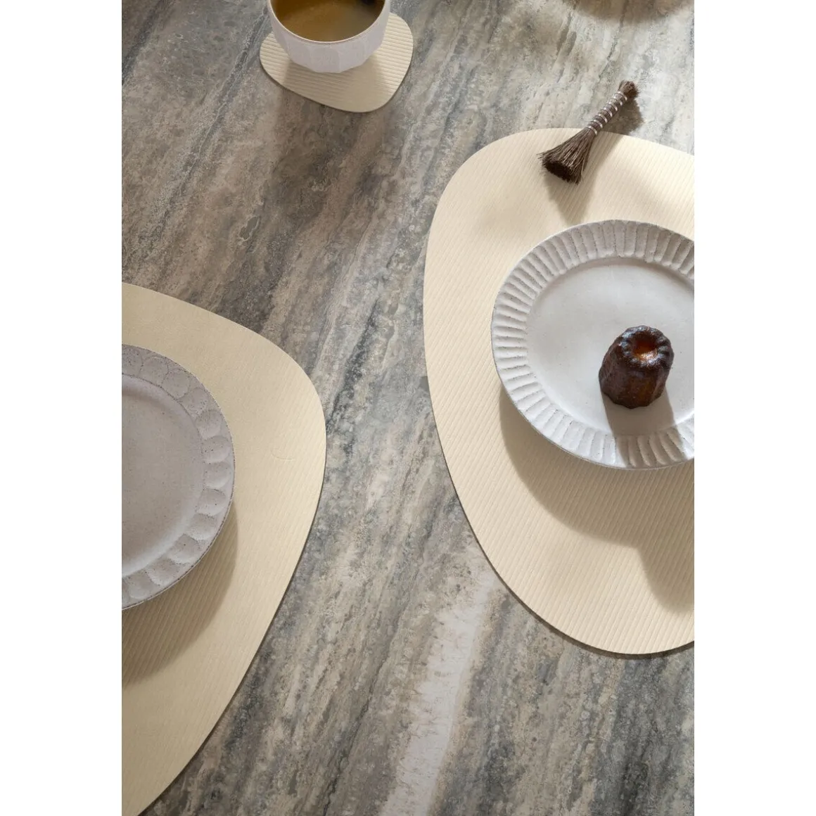 LINDDNAGlasuntersetzer 11x13 cm Curve Corduroy vanilla