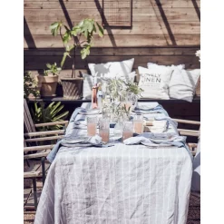 Lovely LinenTischdecke 145x250 cm Misty Stripe Sky