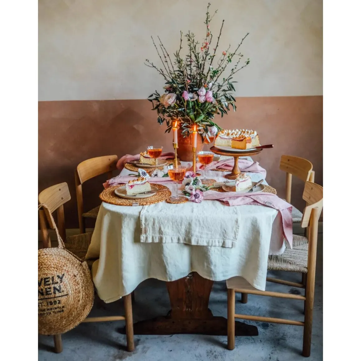 Lovely LinenTischdecke 145x250 cm Lovely Vanille