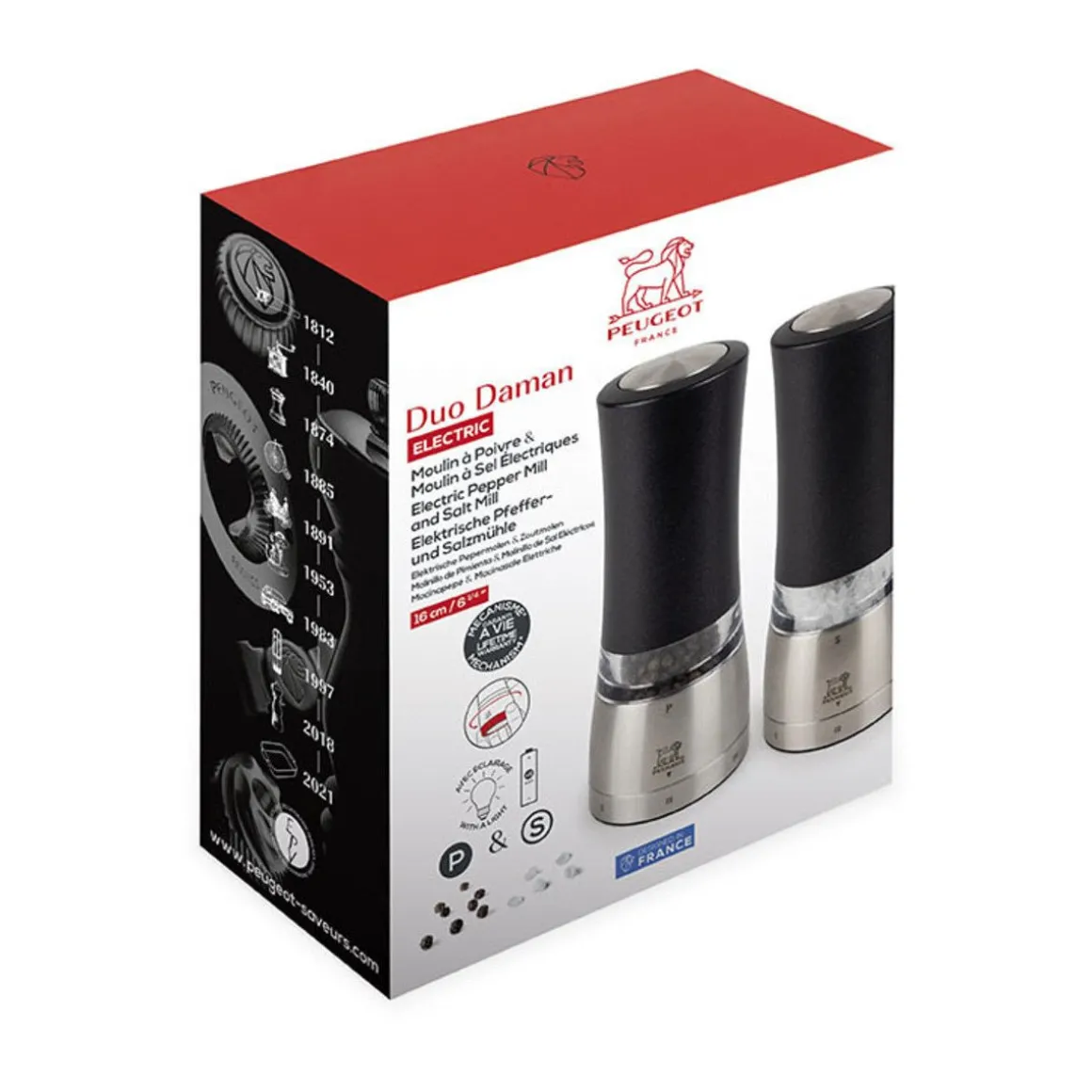 PeugeotPfeffer- und Salzmühle 16 cm Daman Elektrisch Duo u‘Select schwarz