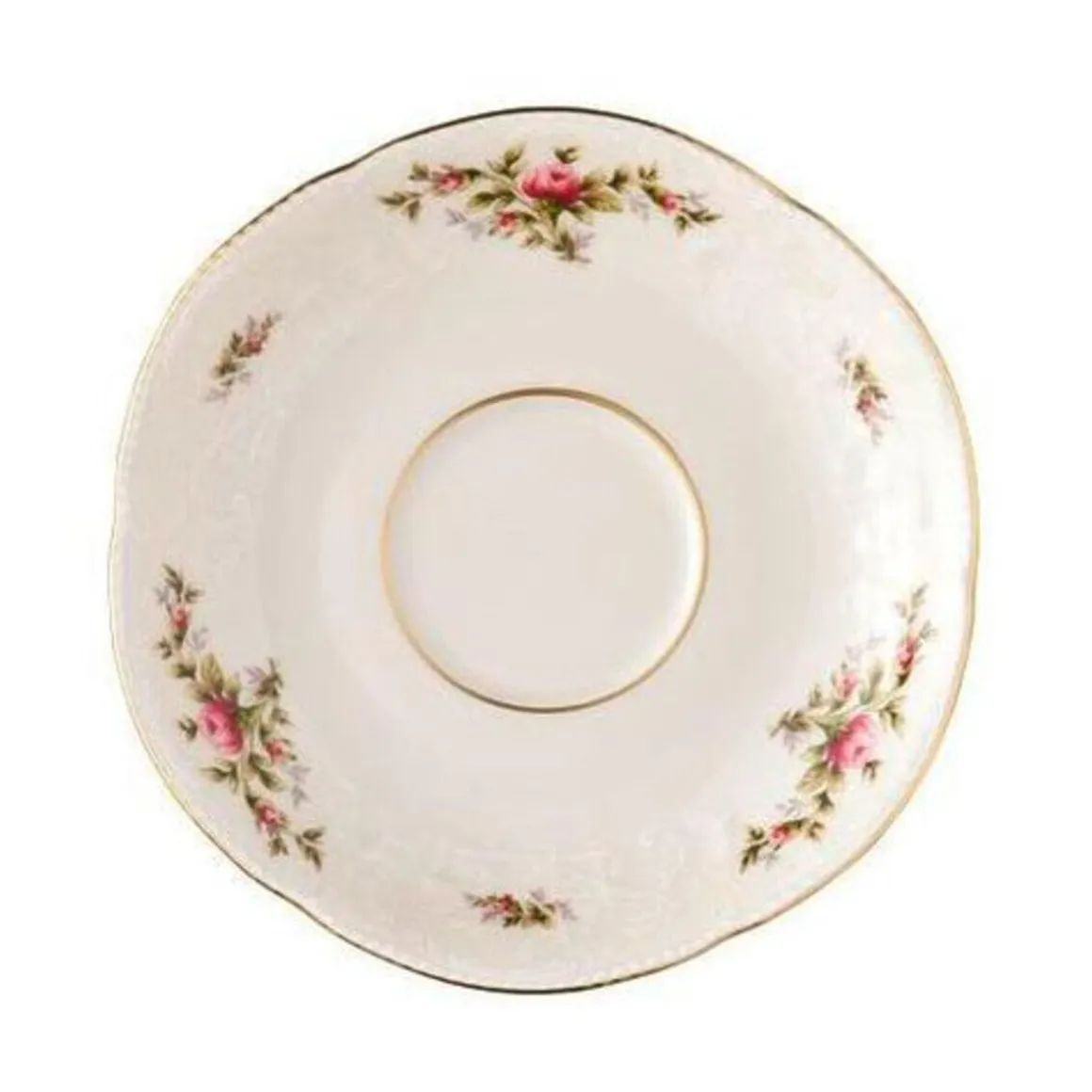 RosenthalKaffee-Untertasse 14 cm Sanssoucci Elfenbein Moosrose neu Poliergold Ramona
