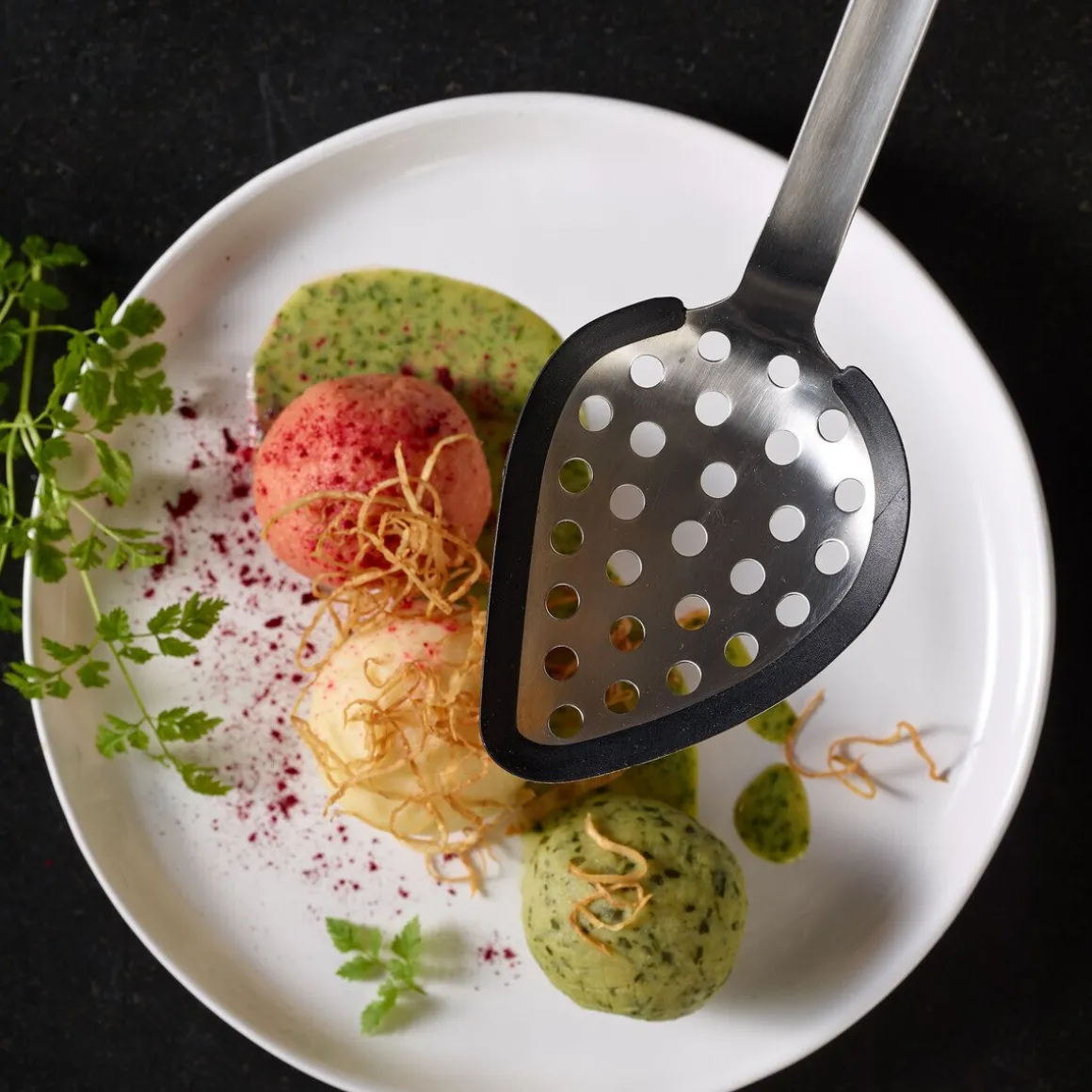 RösleMultifunktionslöffel Rundgriff mit Silikonrand 34,5cm