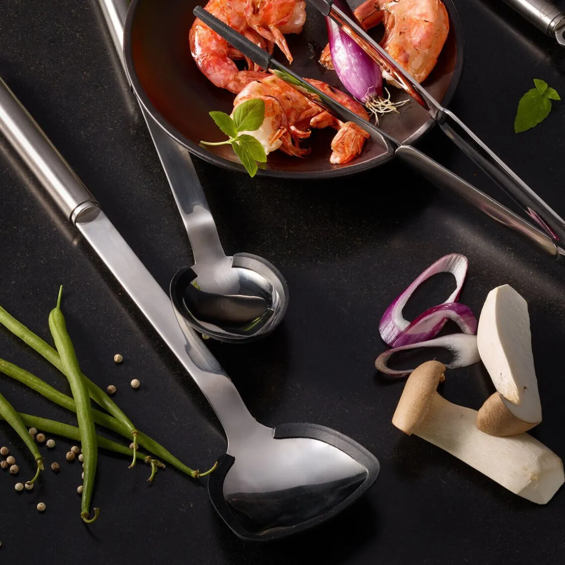 RöslePfannen-/Woklöffel Rundgriff mit Silikonrand 37,8cm