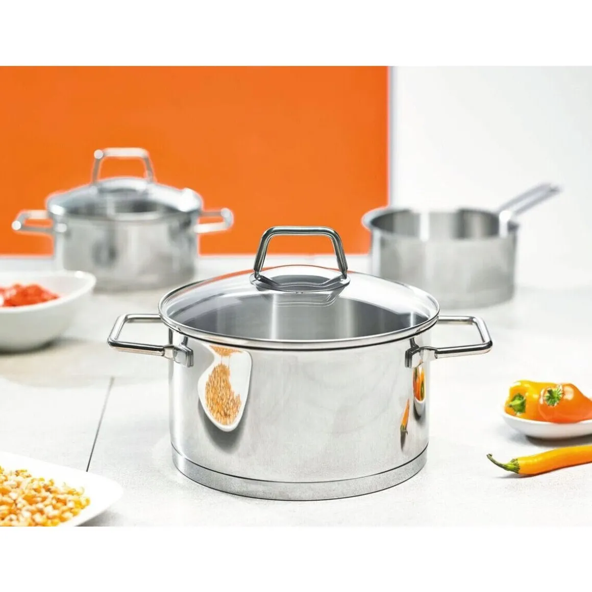 Schulte-UferFleischtopf 20 cm Edelstahl Wega mit Glasdeckel