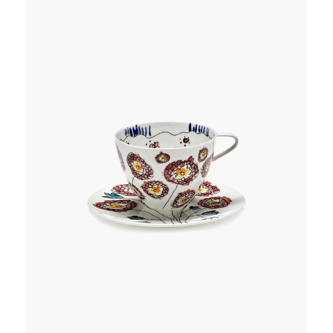 SeraxCappuccinotasse mit Untere 8 cm Midnight Flowers Anemone Milk