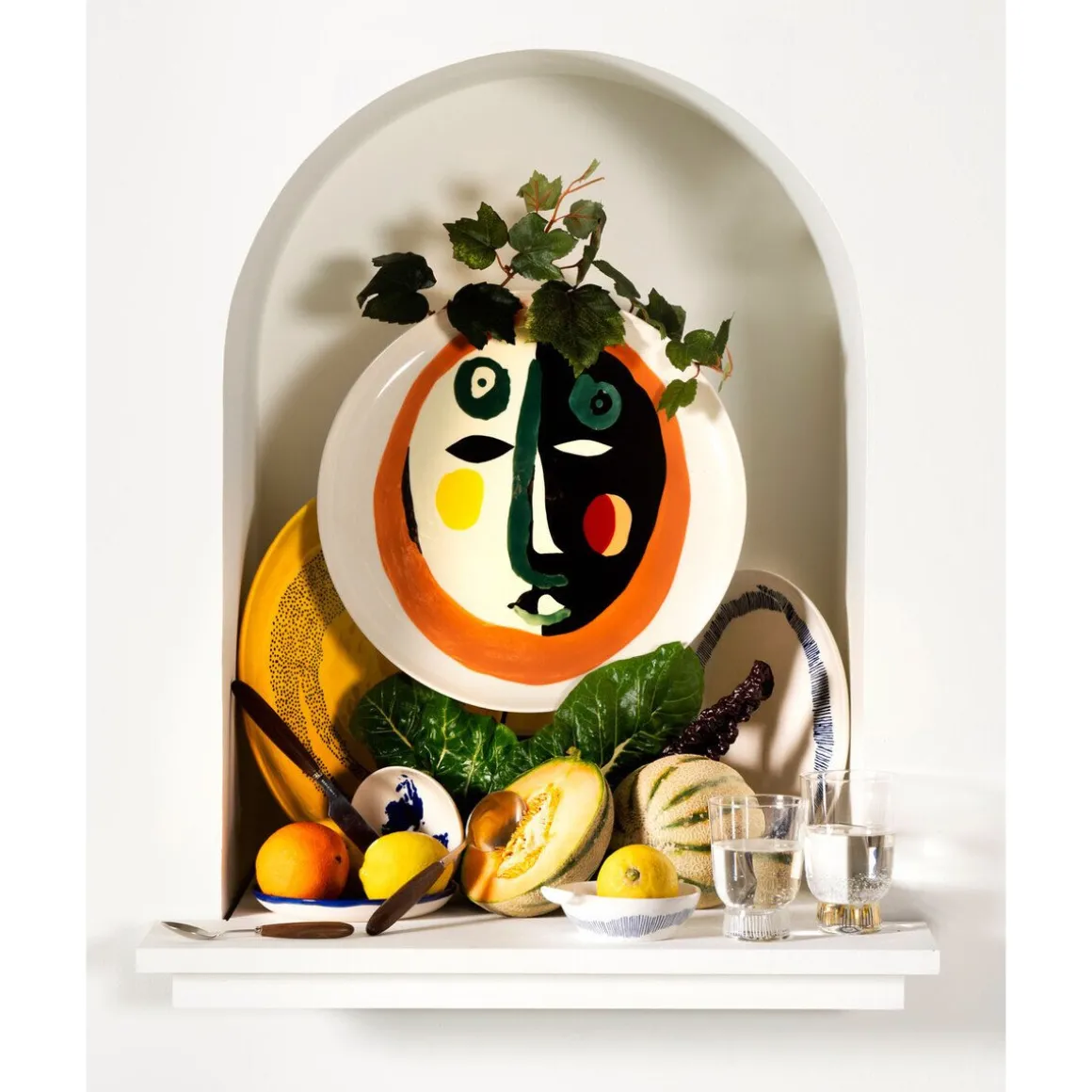 SeraxServierplatte mit Gesicht 1 35 cm Feast bunt