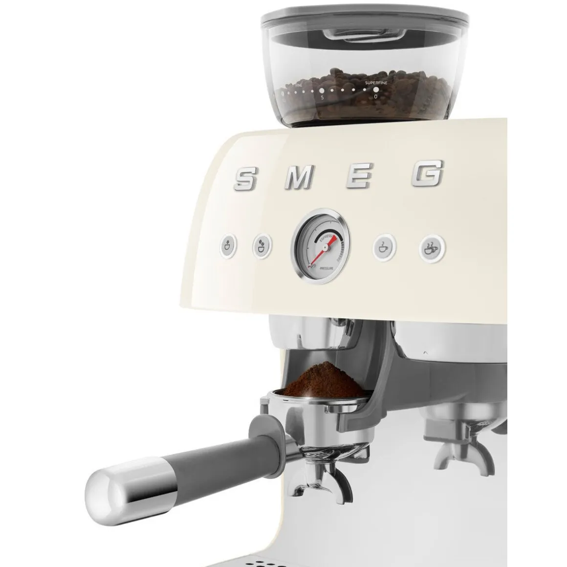 SmegEspressomaschine mit Mahlwerk EGF03 2 Tassen 1650 W 50’s Style creme